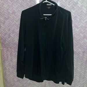 Lincs Men’sblack Long Sleeve 1/4 Zip Pullover, shredded cotton, durable, large  